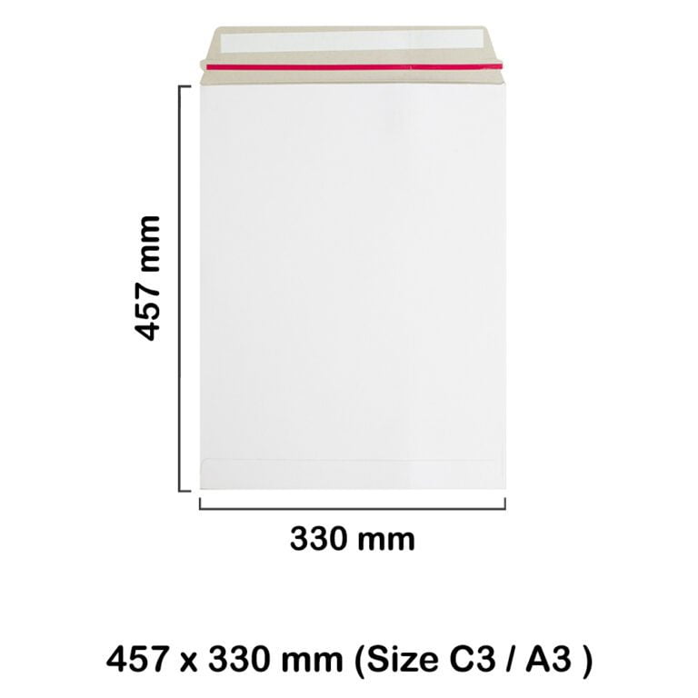 A3 C3 White All Board 457mm x 330mm Envelopes - Pocket Style Envelopes with Peel & Seal Strip