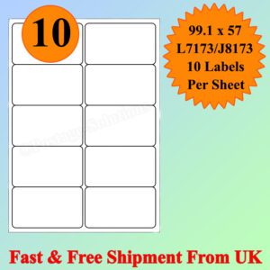 10 Per Sheet Address Labels White A4 Sheets Sticky Self Adhesive for Inkjet / Laser Printer