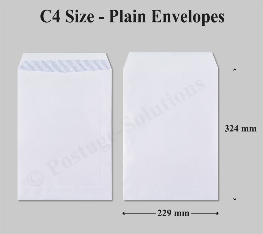 C4 Size 324 x 229 mm White Envelopes Plain (NO WINDOW) - 90gsm