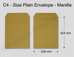 C4 A4 Envelopes C4 Size 324 x 229 mm Manilla Envelopes Plain (NO WINDOW) - 90gsm