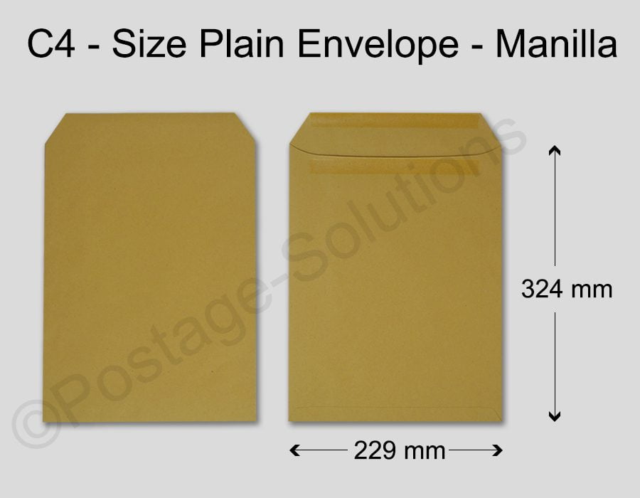 C4 A4 Envelopes C4 Size 324 x 229 mm Manilla Envelopes Plain (NO WINDOW) - 90gsm