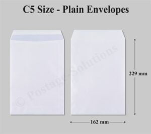 C5 Size 229 x 162 mm White Envelopes Plain (NO WINDOW) - 90gsm