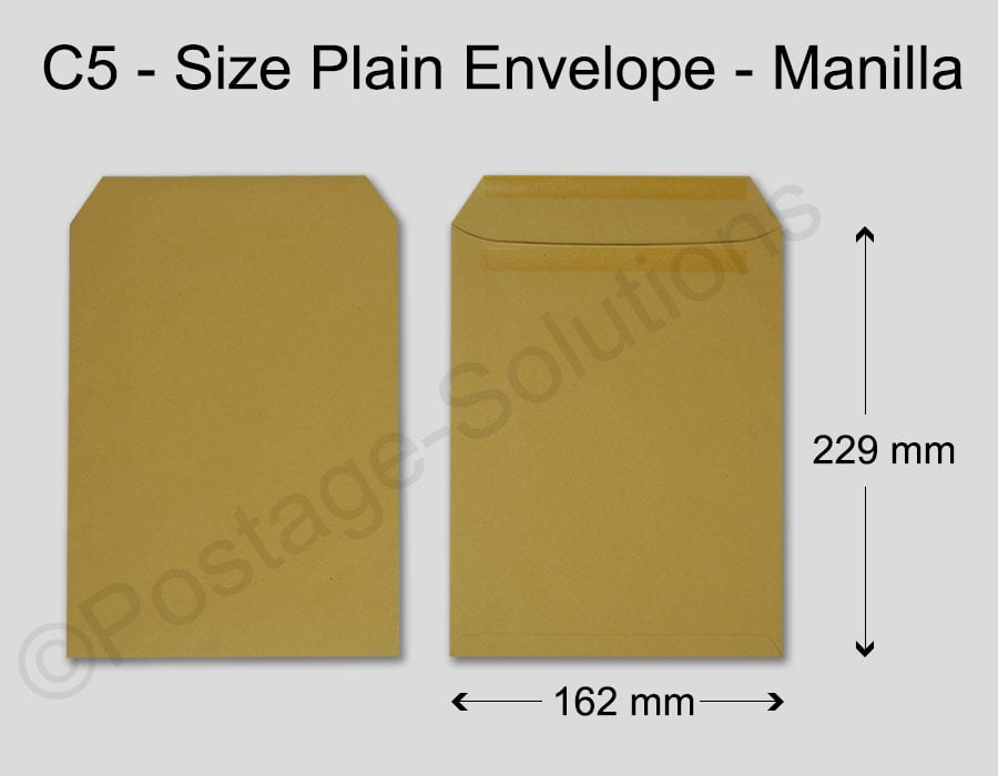 C5 Size 229 x 162 mm Manilla Envelopes Plain (NO WINDOW) - 80gsm