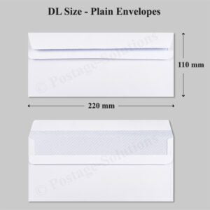 DL Size 220 x 110 mm White Envelopes Plain (NO WINDOW) - 90gsm