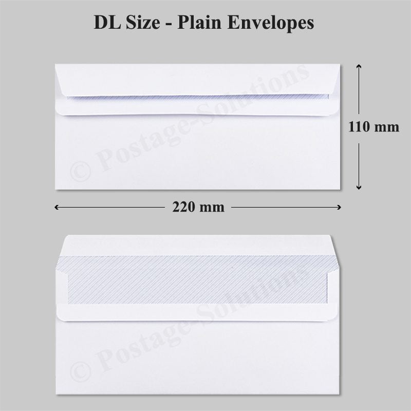 DL Size 220 x 110 mm White Envelopes Plain (NO WINDOW) - 90gsm