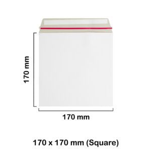 170x170 mm White Board Envelopes with Peel & Seal Strip - Square Envelopes
