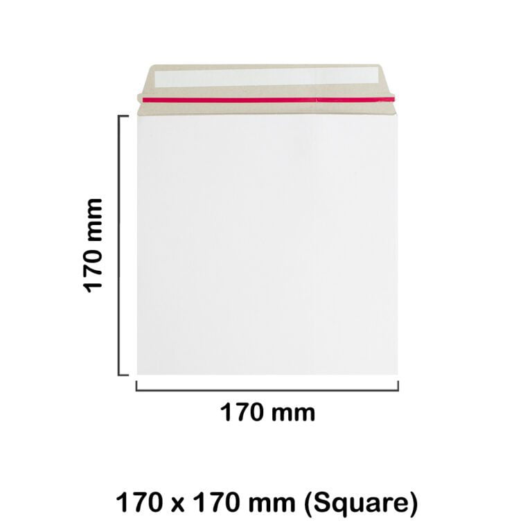 170x170 mm White Board Envelopes with Peel & Seal Strip - Square Envelopes