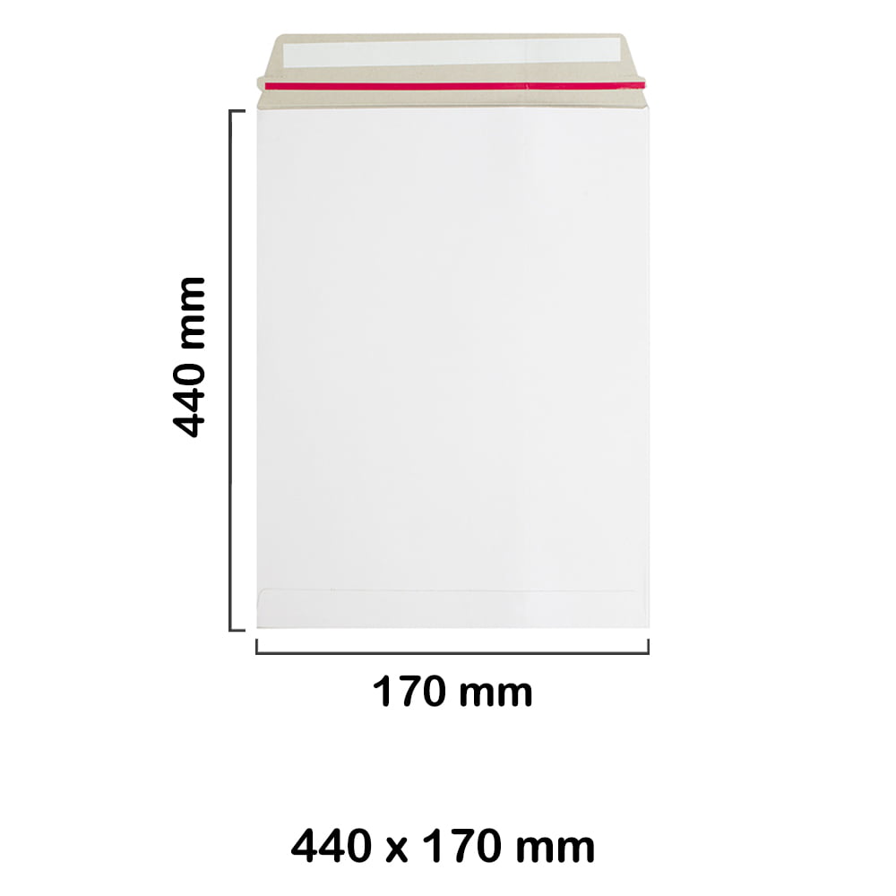 440x170 mm White Board Envelopes with Peel & Seal Strip - Pocket Style Envelopes
