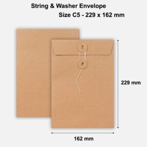 C5 Size String & Washer Envelopes Bottom Tie Manilla Brown Without Gusset