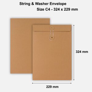 C4 Size String & Washer Envelopes Bottom Tie Manilla Brown Without Gusset