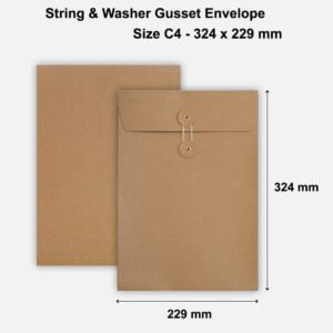 C4 Size String & Washer Envelopes Bottom Tie Manilla Brown With Gusset