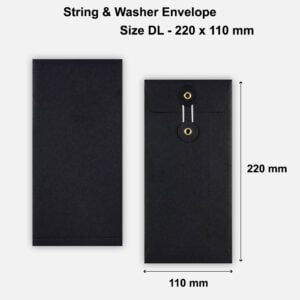 DL Size String & Washer Envelopes Bottom Tie Black Without Gusset