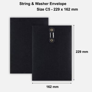 C5 Size String & Washer Envelopes Bottom Tie Black Without Gusset