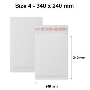 White Corrugated Bags Padded 100% Recyclable Biodegradable Eco Envelopes - 340 x 240 mm