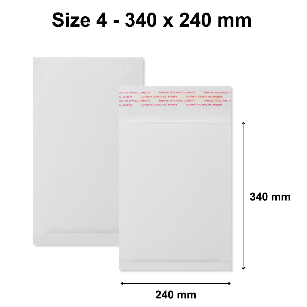 White Corrugated Bags Padded 100% Recyclable Biodegradable Eco Envelopes - 340 x 240 mm