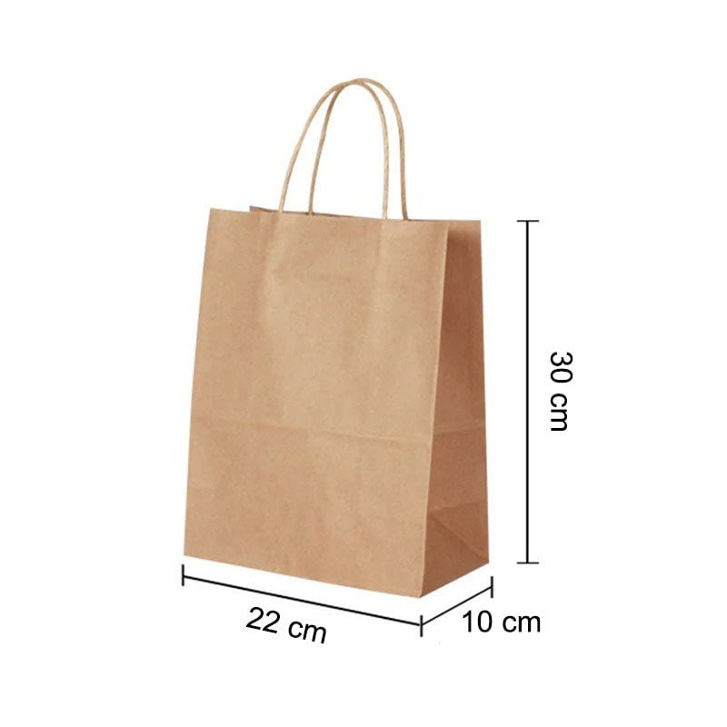 Small Brown Kraft paper Party Gift carrier bags with Twisted Handles - 22 x 30 x 10 cm