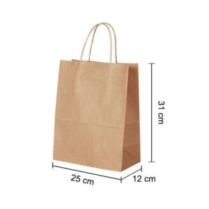 Medium Brown Kraft paper Party Gift carrier bags with Twisted Handles - 25 x 31 x 12 cm