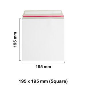 195x195 mm White Board Envelopes with Peel & Seal Strip - Square Envelopes