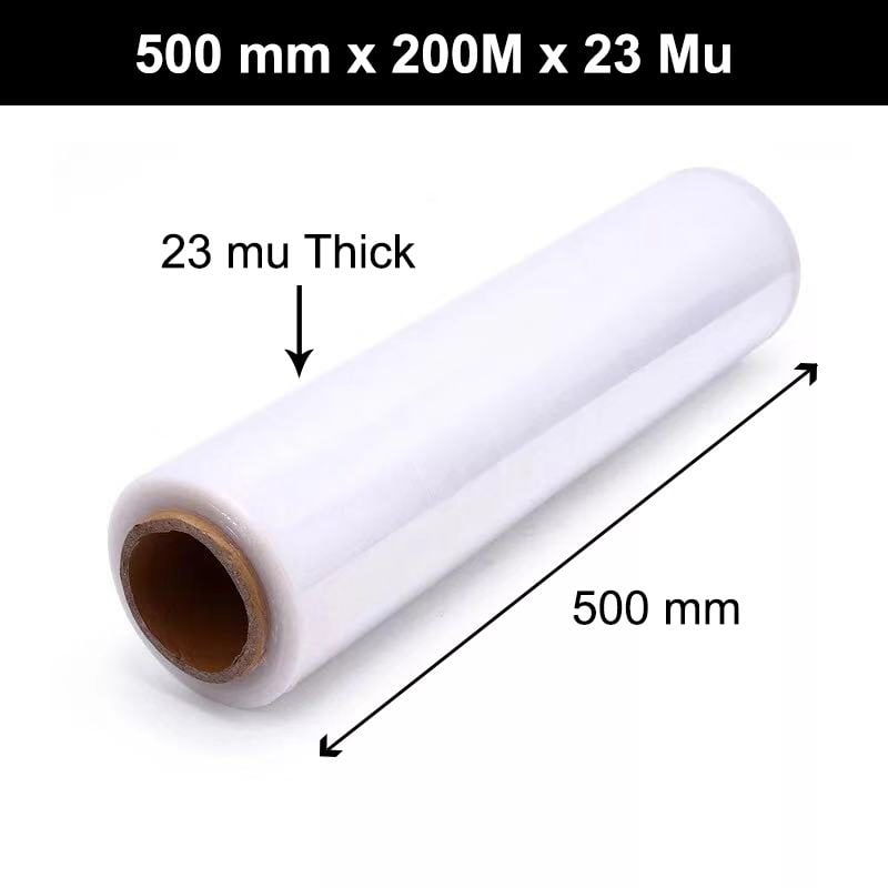 STRONG 23MU ROLLS CLEAR 500mm Wide PALLET STRETCH SHRINK WRAP CAST PACKING CLING FILM