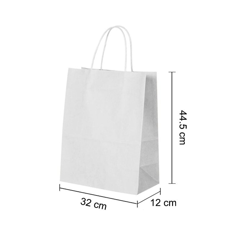 Large White Kraft paper Party Gift carrier bags with Twisted Handles - 32 x 44.5 x 17 cm