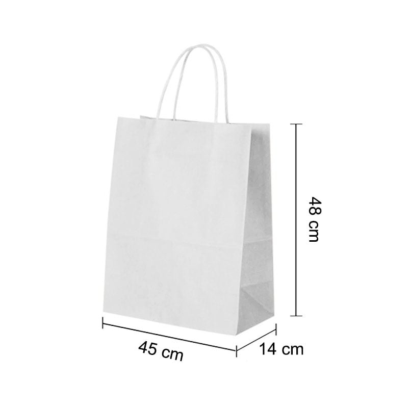 Extra Large White Kraft paper Party Gift carrier bags with Twisted Handles - 45 x 48 x 14 cm