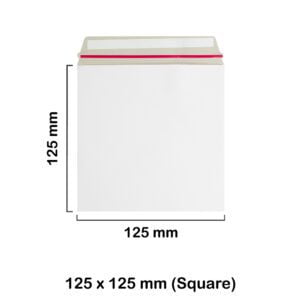 125x125 mm White Board Envelopes with Peel & Seal Strip - Square Envelopes