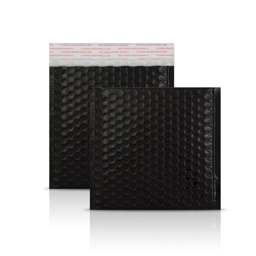 Black Metallic Strong Seal Bubble Envelopes - 165 x 165 mm - CD Size