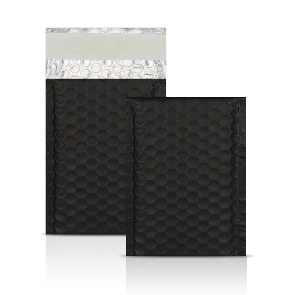 Black Metallic Strong Seal Bubble Envelopes - 145 x 90 mm