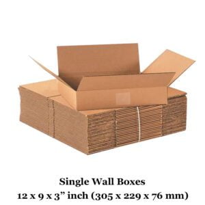 12" x 9" x 3" 305mm x 229mm x 76mm Single Wall Boxes