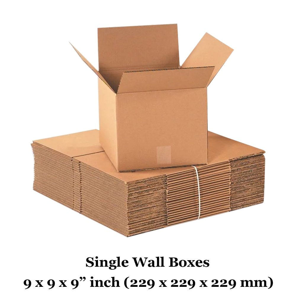 9" x 9" x 9" 229mm x 229mm x 229mm Single Wall Boxes  9x9x9