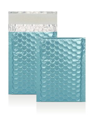 Ice Blue Metallic Strong Seal Bubble Envelopes - 145 x 90 mm