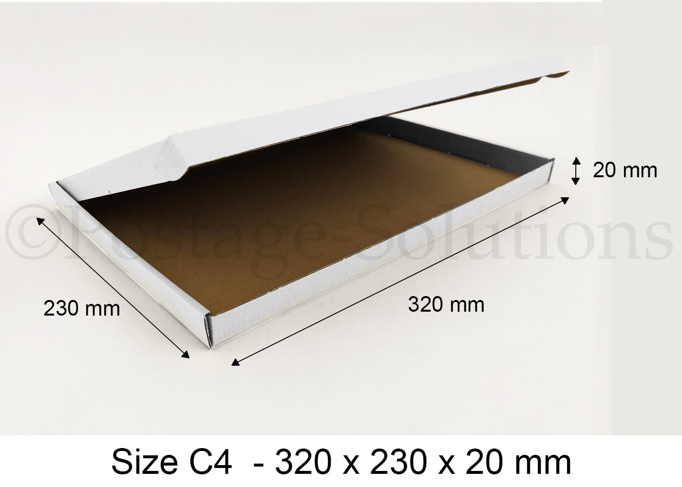 ROYAL MAIL PIP Boxes  (White) - Size C4/A4 - 320 x 230 x 20 mm