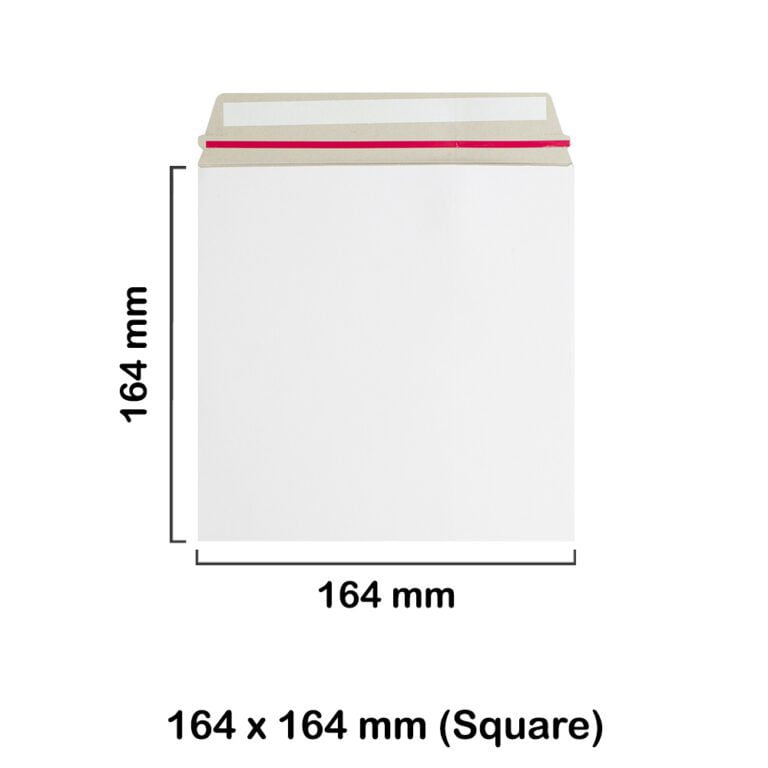 164x164 mm White Board Envelopes with Peel & Seal Strip - Square Envelopes