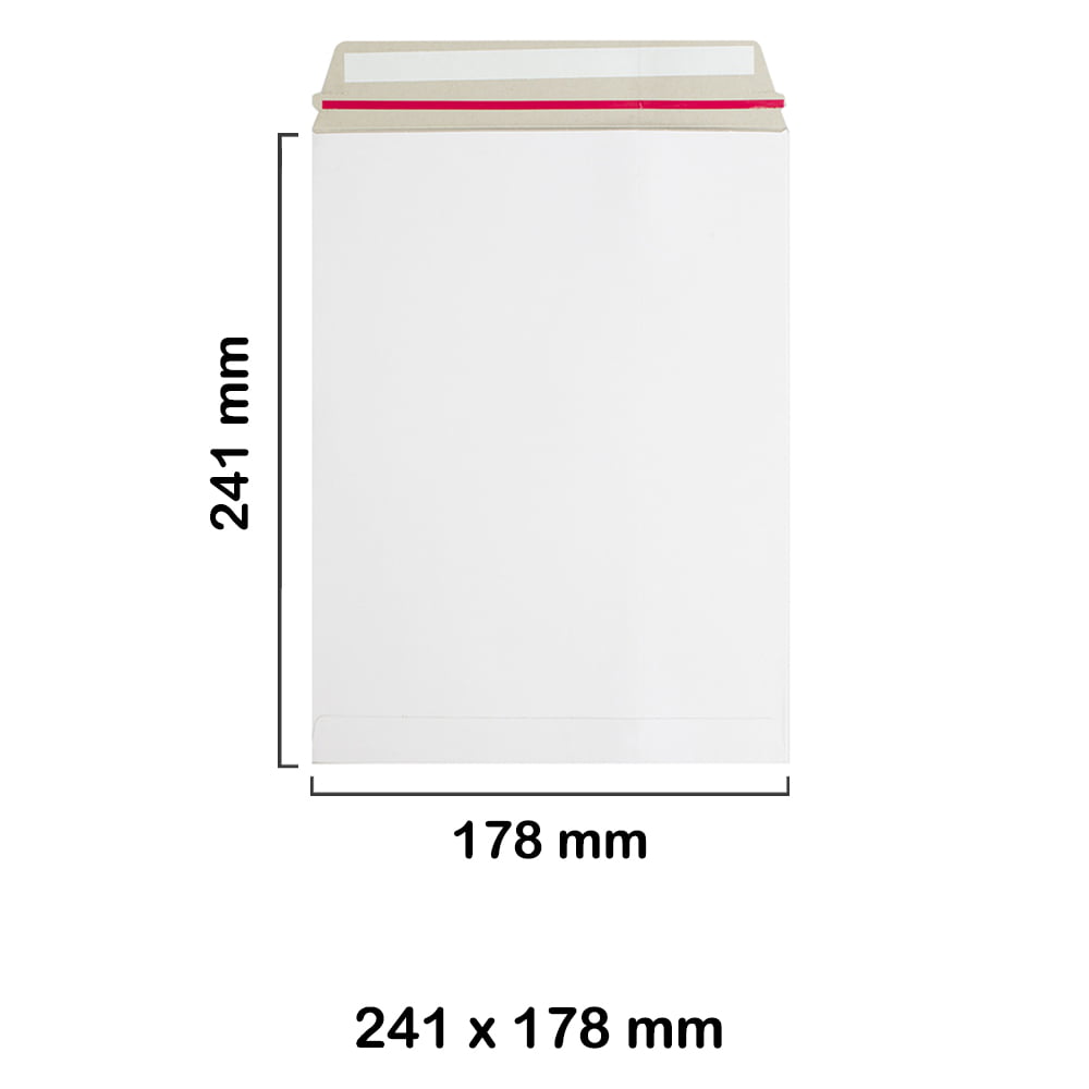 241x178 mm White All Board Envelopes - Pocket Style