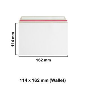 A6 C6 White All Board 114mm x 162mm Envelopes - Wallet Style