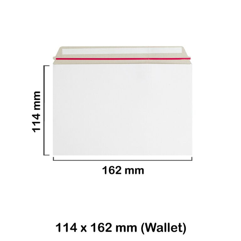 A6 C6 White All Board 114mm x 162mm Envelopes - Wallet Style