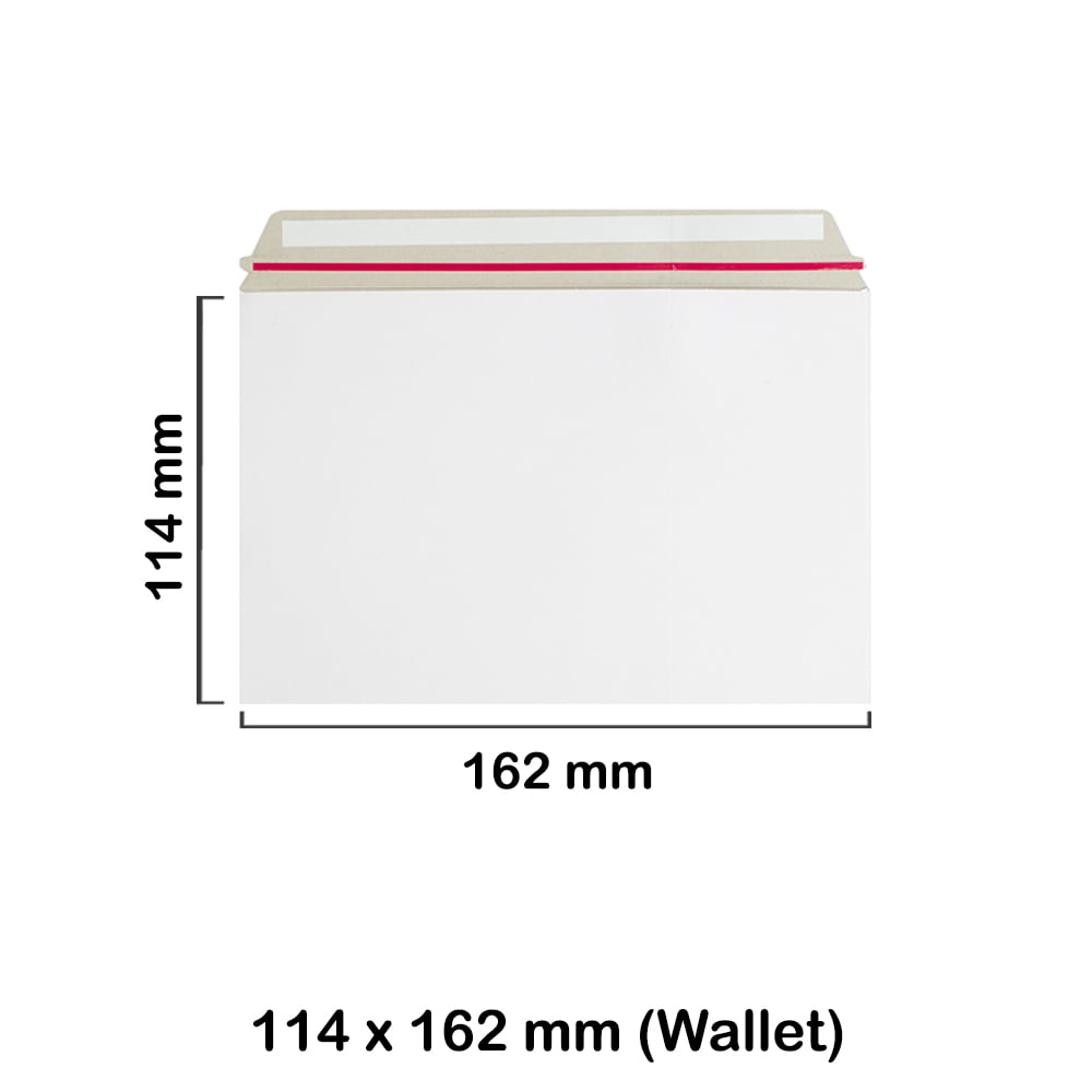 A6 C6 White All Board 114mm x 162mm Envelopes - Wallet Style