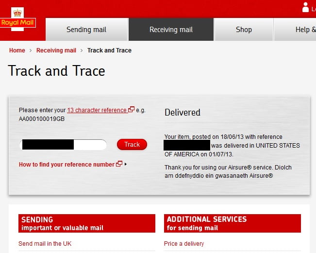Royal Mail tracking