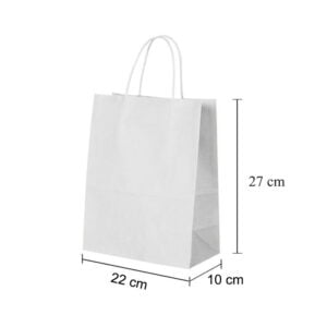 22 x 27 x 10 cm Small White Kraft paper Party Gift carrier bags with Twisted Handles